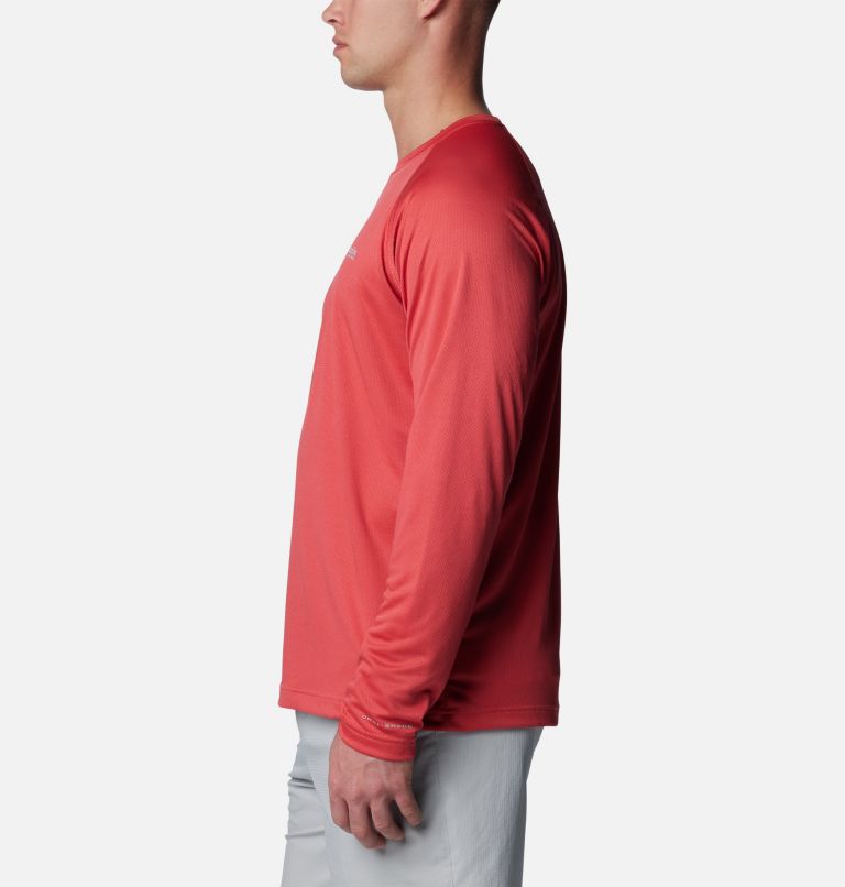 Men's PFG Solar Stream Long Sleeve Shirt, Color: Sunset Red, image 3