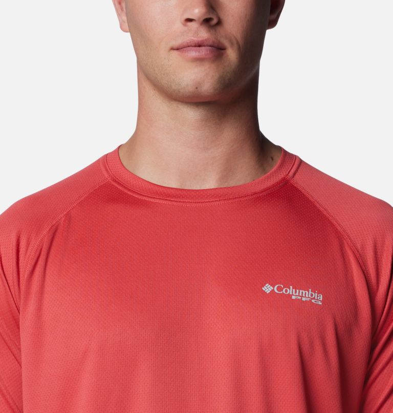 Men's PFG Solar Stream Long Sleeve Shirt, Color: Sunset Red, image 4