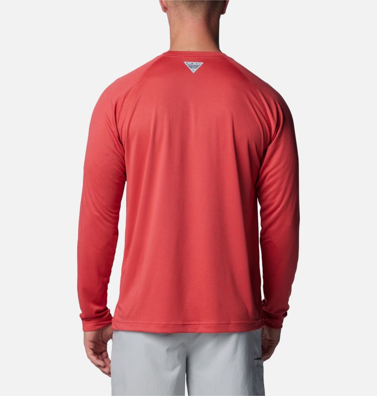 Men's PFG Solar Stream Long Sleeve Shirt, Color: Sunset Red, image 2