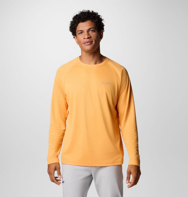 Men's PFG Solar Stream Long Sleeve Shirt, Color: Summer Orange, image 1