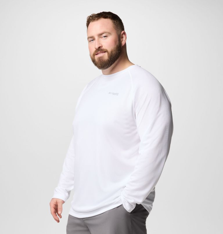 Men's PFG Solar Stream Long Sleeve Shirt - Big, Color: White, image 4