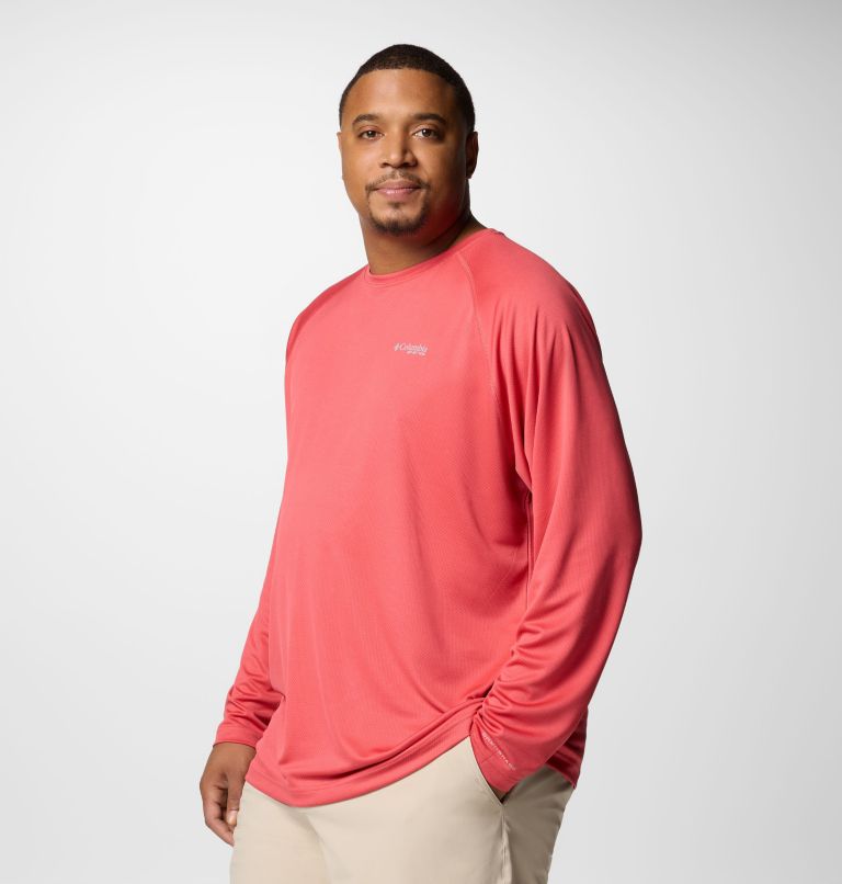 Men's PFG Solar Stream Long Sleeve Shirt - Big, Color: Sunset Red, image 4