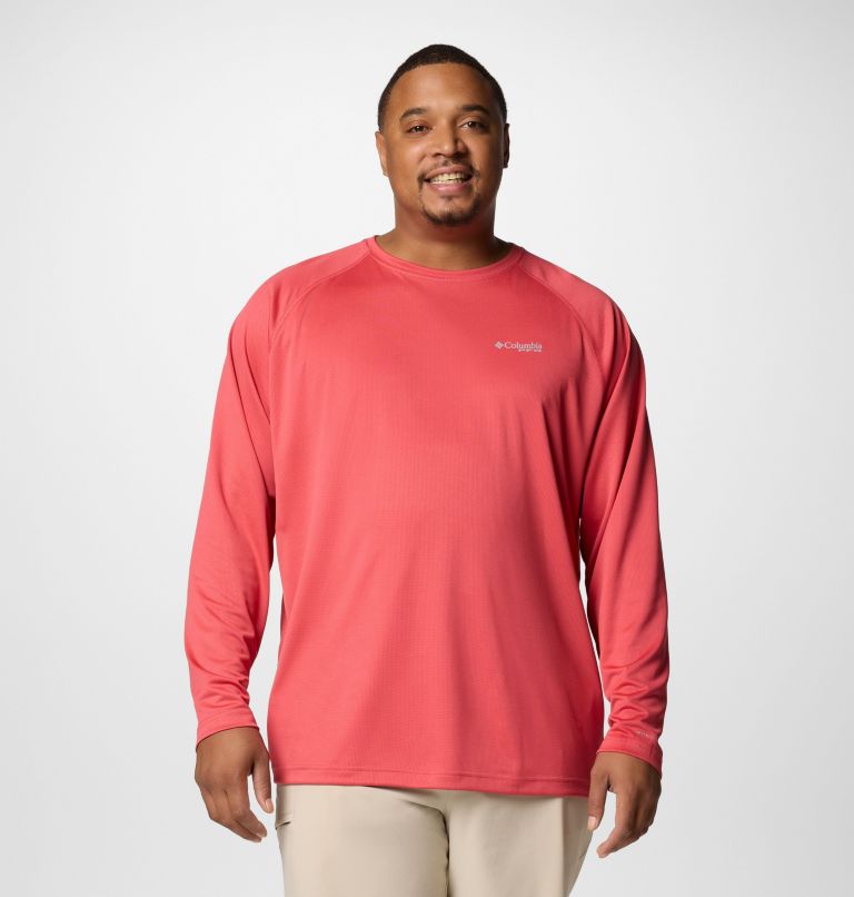Men's PFG Solar Stream Long Sleeve Shirt - Big, Color: Sunset Red, image 1
