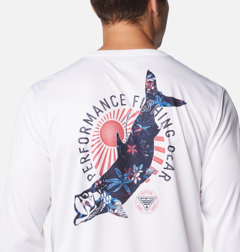 Men's Terminal Tackle PFG Tarpon Rise Long Sleeve T-Shirt, Color: White, Tarpon Print, Palmeria, image 5