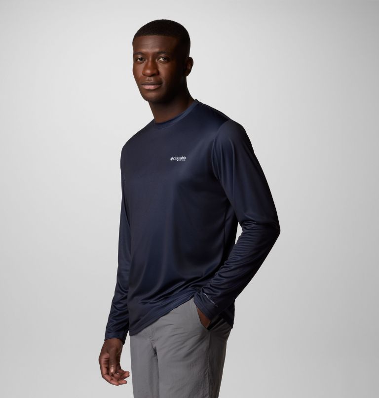Men's PFG Terminal Tackle Tarpon Rise Long Sleeve Shirt, Color: Collegiate Navy, Marlin Rise, image 4