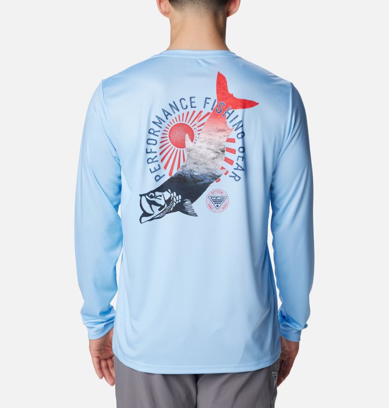 Men's PFG Terminal Tackle Tarpon Rise Long Sleeve Shirt, Color: Sail, Tarpon Print, GFG, image 2