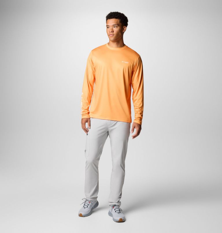 Men's PFG Terminal Tackle Tarpon Rise Long Sleeve Shirt, Color: Summer Orange, Marlin Rise, image 2