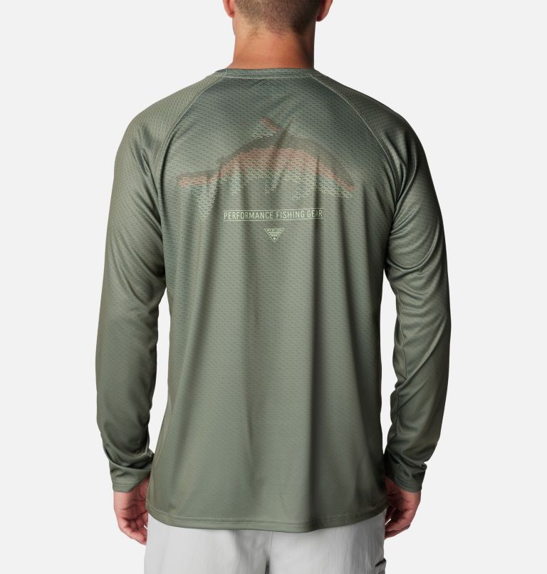 Men's PFG Super Terminal Tackle Super Fade Long Sleeve Shirt, Color: Cypress, Fish Hooks SFF, image 2