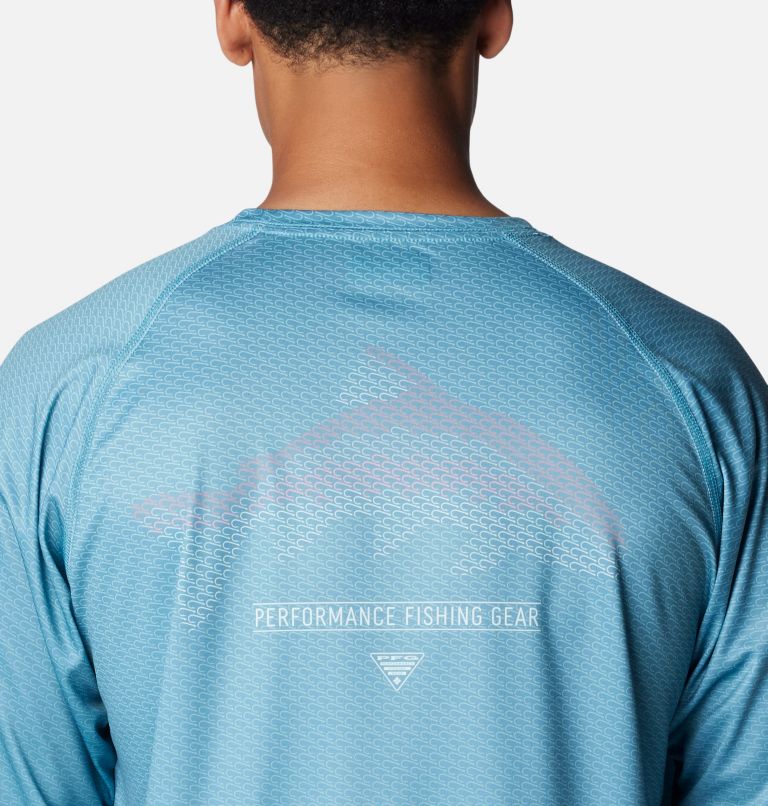 Men's PFG Super Terminal Tackle Super Fade Long Sleeve Shirt, Color: Canyon Blue, Fish Hooks SFF, image 5
