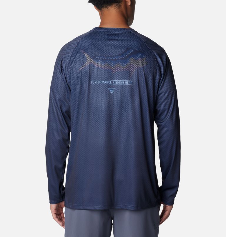 Men's PFG Super Terminal Tackle Super Fade Long Sleeve Shirt, Color: Nocturnal, Fish Hooks SFS, image 2