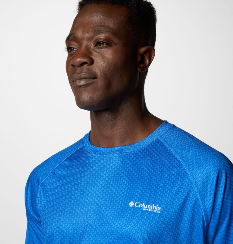 Men's PFG Super Terminal Tackle Super Fade Long Sleeve Shirt, Color: Vivid Blue, Fish Hooks Super Fade Tuna, image 5
