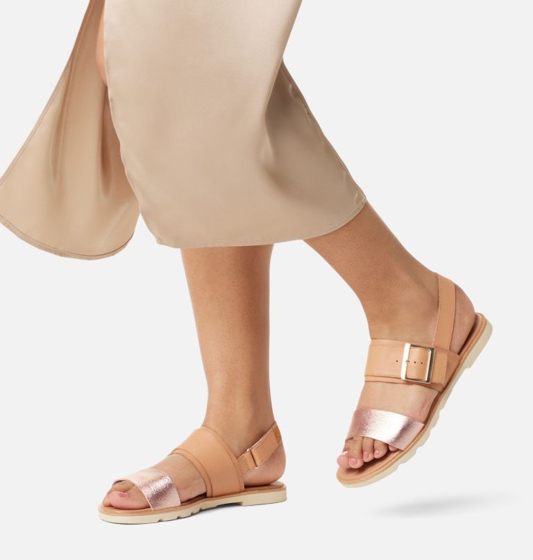 Women's Ella III Slingback Flat Sandal, Color: Honest Beige, Honey White, image 10