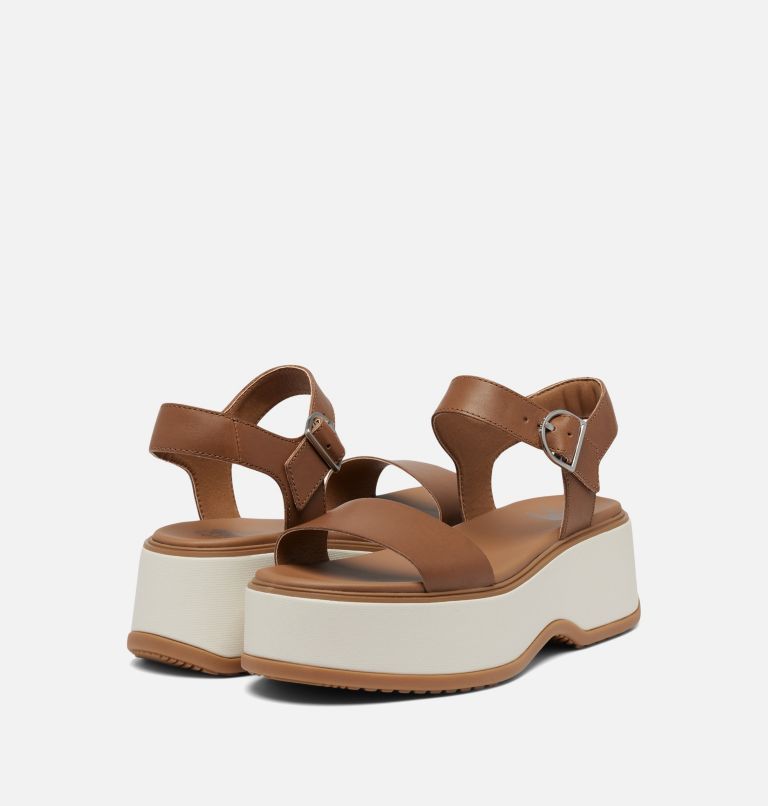 DAYSPRING Ankle Strap Women's Platform Sandal, Color: Velvet Tan, Chalk, image 9