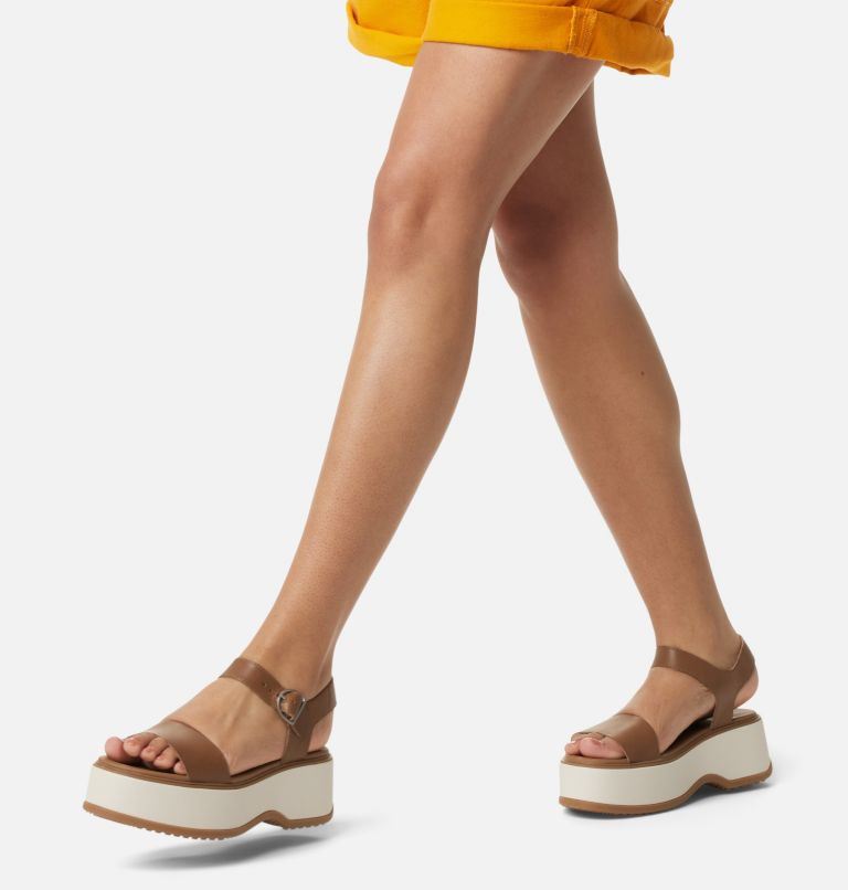 Thumbnail: DAYSPRING Ankle Strap Women's Flatform Sandal, Color: Velvet Tan, Chalk, image 8