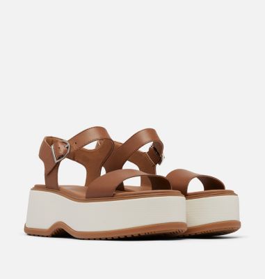 DAYSPRING Ankle Strap Women's Platform Sandal, Color: Velvet Tan, Chalk, image 2