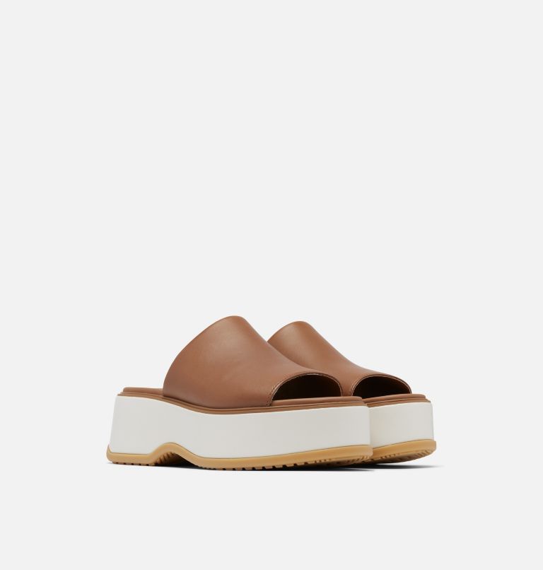 DAYSPRING Slide Women's Platform Sandal, Color: Velvet Tan, Chalk, image 2