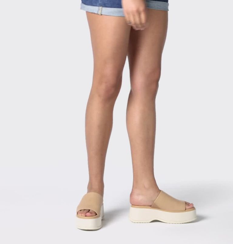DAYSPRING Slide Women's Flatform Sandal, Color: Honest Beige, Chalk