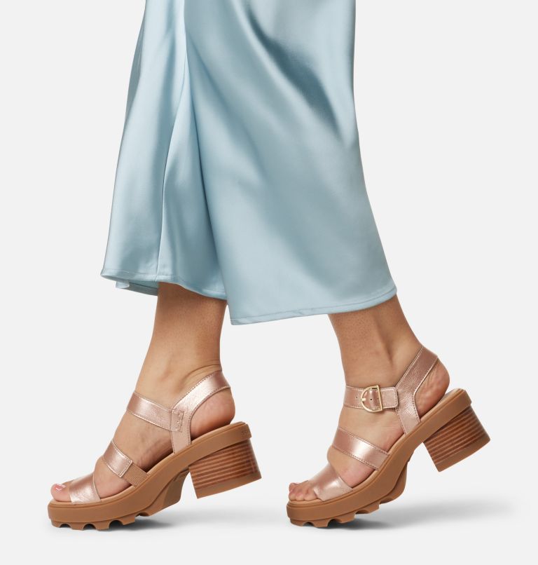 JOANIE Heel Ankle Strap Women's Sandal, Color: Warm Gold, Gum, image 8