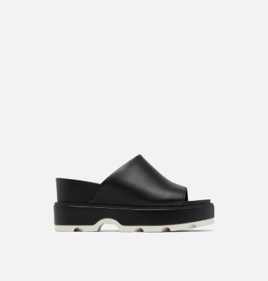 Black Suede Slide Sandals - Clear Wedge Heels - Slide Sandals - Lulus