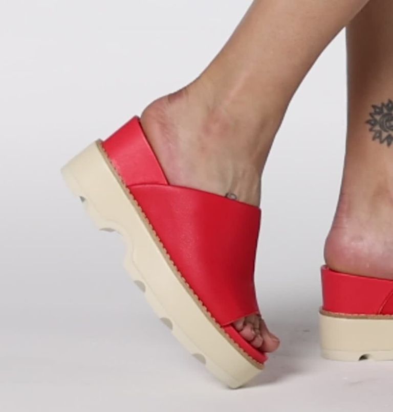 JOANIE IV Slide Women's Wedge Sandal, Color: Red Glo, Sea Salt