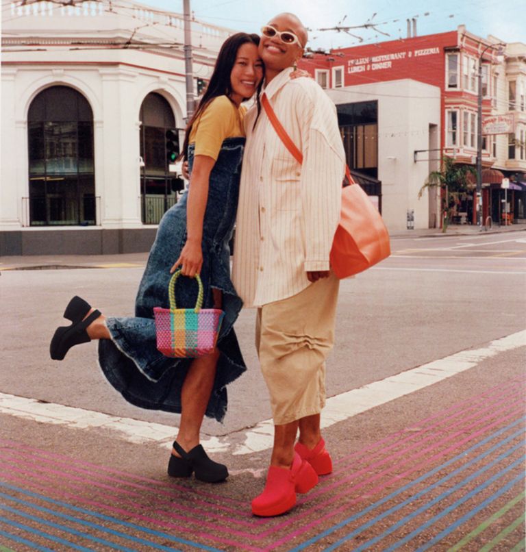 Thumbnail: ONA Streetworks Heel Women's Clog, Color: Red Glo, Sea Salt, image 11