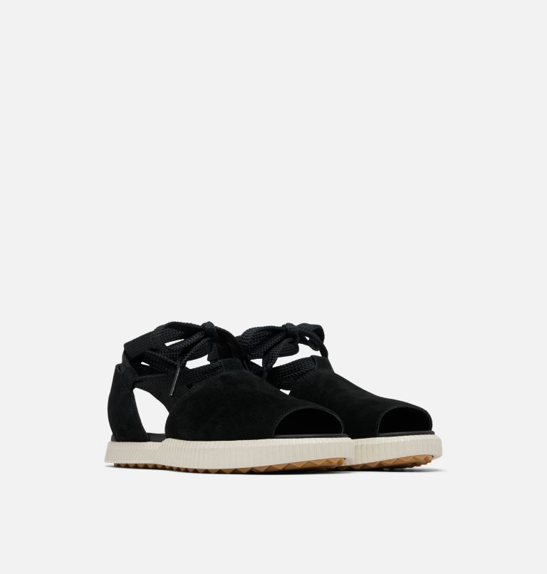 ONA� STREETWORKS DRILLE FLAT SANDAL | 010 | 6.5, Color: Black, Chalk, image 2