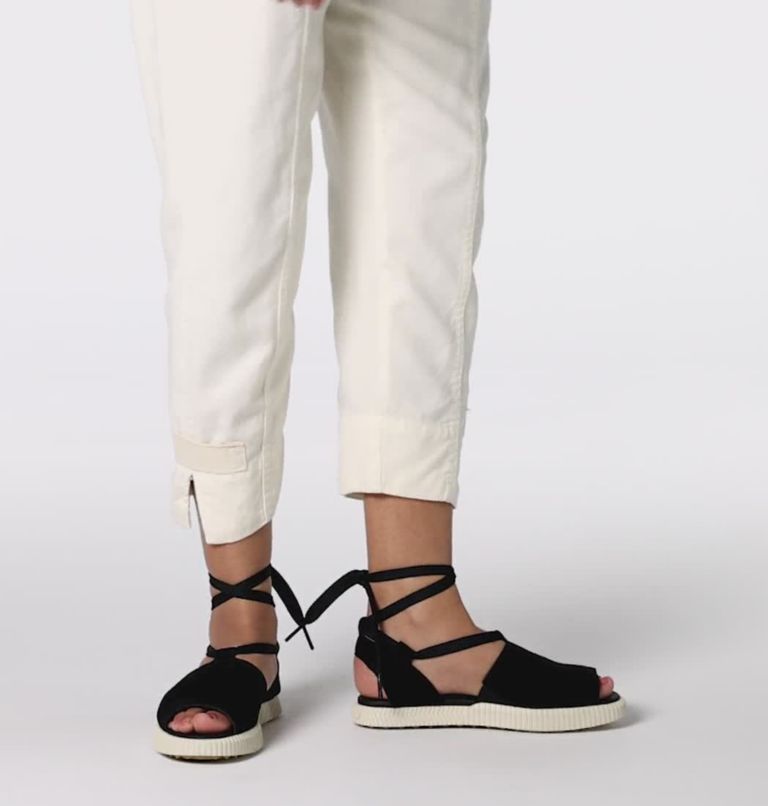 ONA� STREETWORKS DRILLE FLAT SANDAL | 010 | 6.5, Color: Black, Chalk