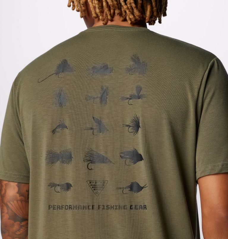 Men's PFG Uncharted Short Sleeve Tech T-Shirt, Color: Cypress Fly Box, image 5