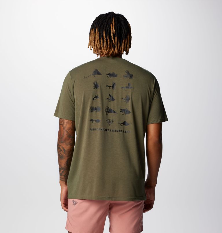 Men's PFG Uncharted Short Sleeve Tech T-Shirt, Color: Cypress Fly Box, image 1