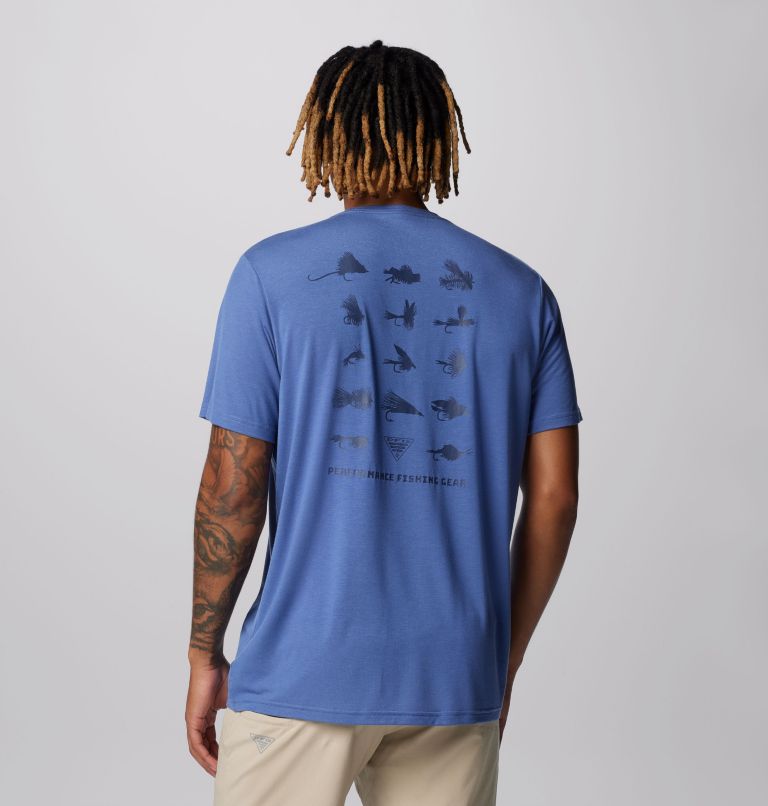 T-shirt technique à manches courtes PFG Uncharted pour homme, Color: Bluebell Fly Box, image 2