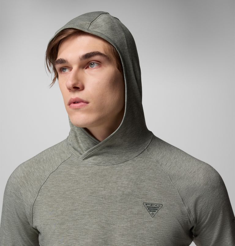 Men's PFG Uncharted Hoodie - Tall, Color: Cypress Heather, image 7