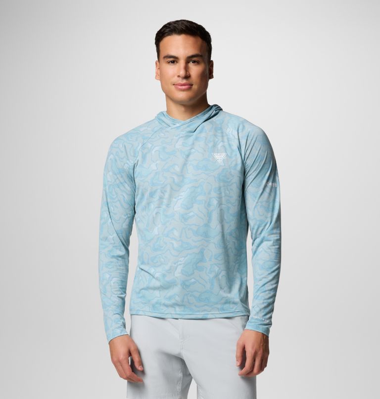 Men's PFG Uncharted Hoodie - Tall, Color: Crushed Blue Swamplands, image 1
