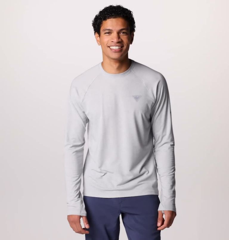 Men's PFG Uncharted Long Sleeve Shirt, Color: Cool Grey Heather