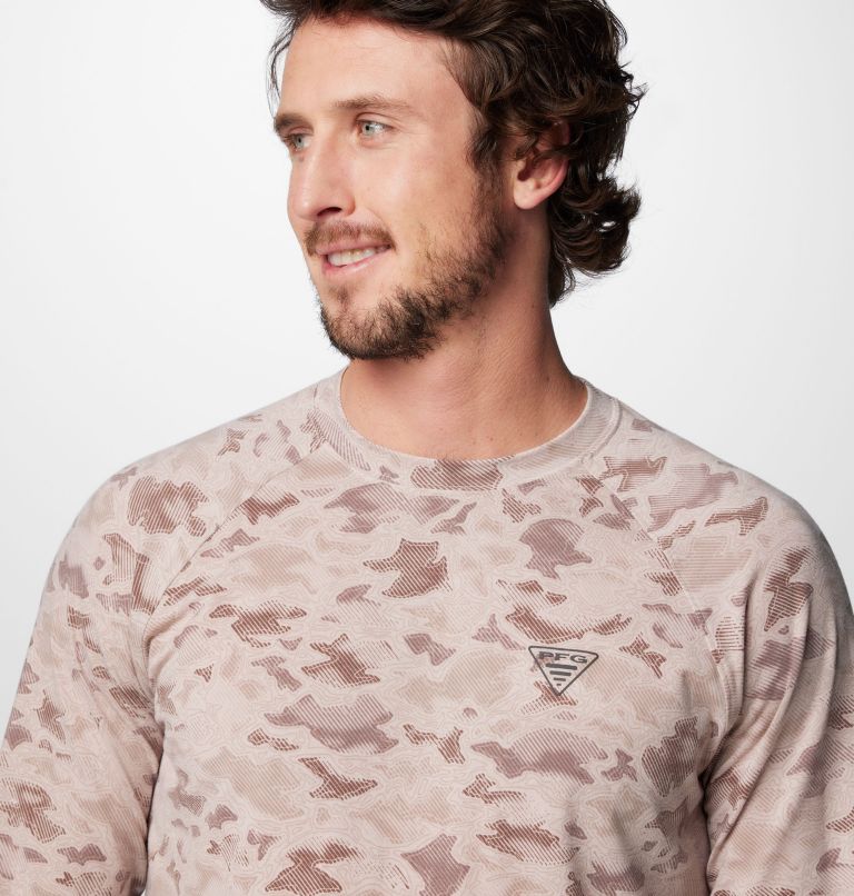 Men's PFG Uncharted Technical Long Sleeve T-Shirt, Color: Crushed Clay Uncharted Waters, image 5