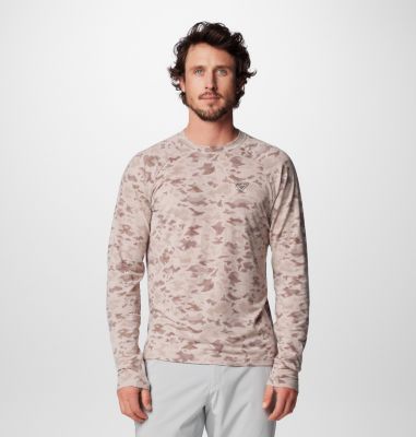 Men's PFG Uncharted Technical Long Sleeve T-Shirt, Color: Crushed Clay Uncharted Waters, image 1