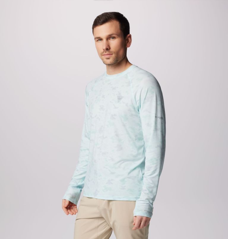 Thumbnail: Men's PFG Uncharted Long Sleeve Shirt, Color: Icy Morn Uncharted Waters, image 4