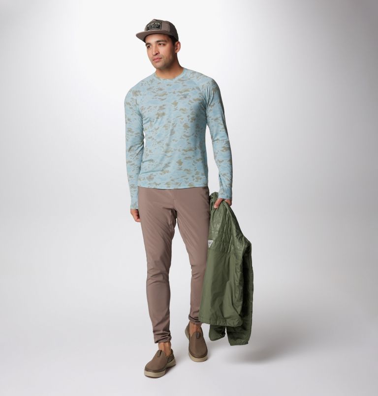 Men's PFG Uncharted Technical Long Sleeve T-Shirt, Color: Crushed Blue Uncharted Waters, image 3