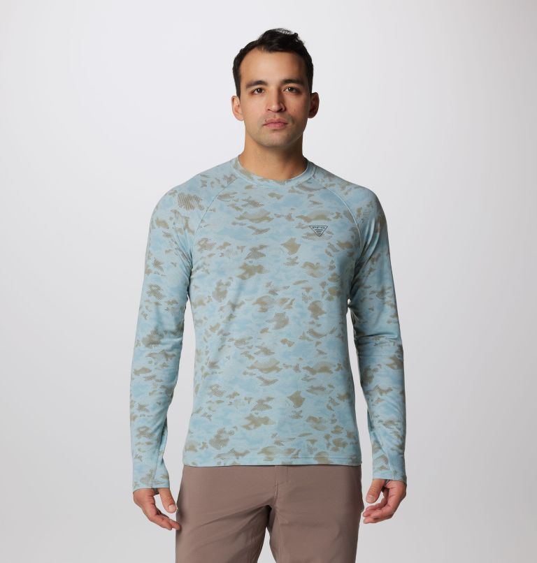 Men's PFG Uncharted Technical Long Sleeve T-Shirt, Color: Crushed Blue Uncharted Waters, image 1