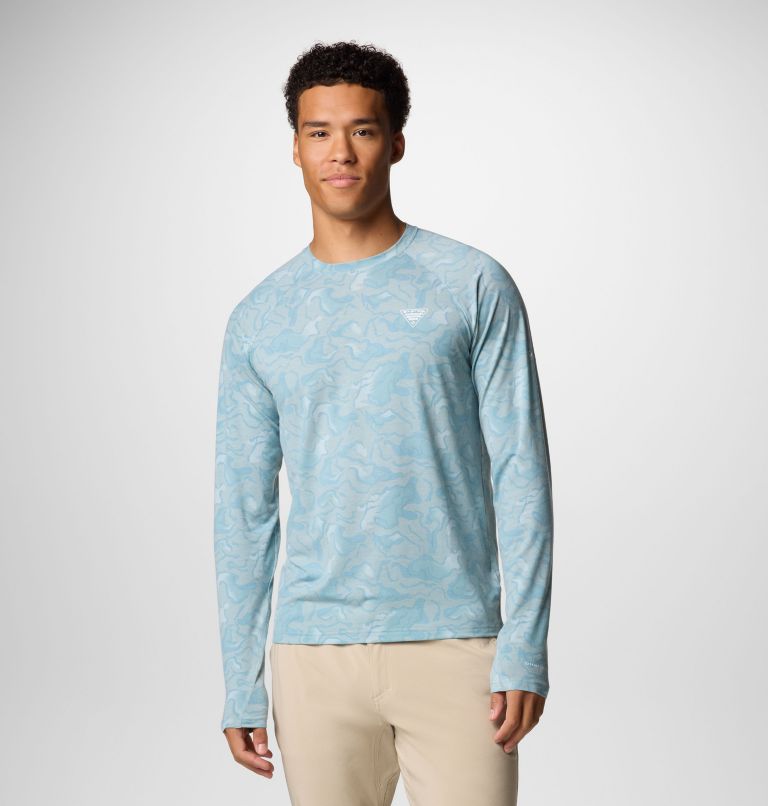 Men's PFG Uncharted Long Sleeve Shirt, Color: Crushed Blue Swamplands, image 1