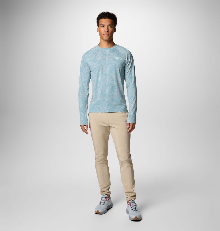 Men's PFG Uncharted Long Sleeve Shirt, Color: Crushed Blue Swamplands, image 2