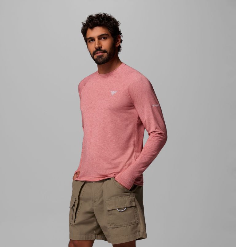 Men's PFG Uncharted Long Sleeve Shirt, Color: Rosewood Heather, image 4