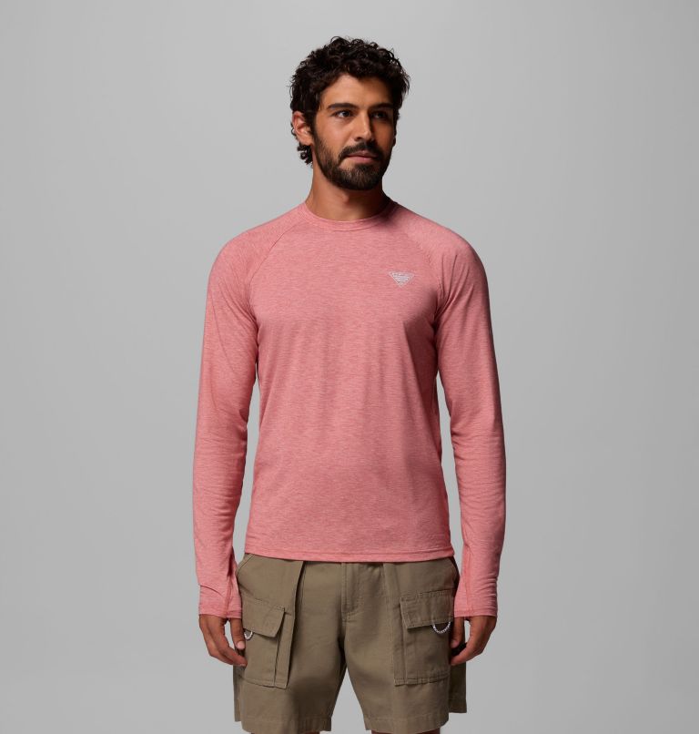 Men's PFG Uncharted Long Sleeve Shirt, Color: Rosewood Heather, image 1