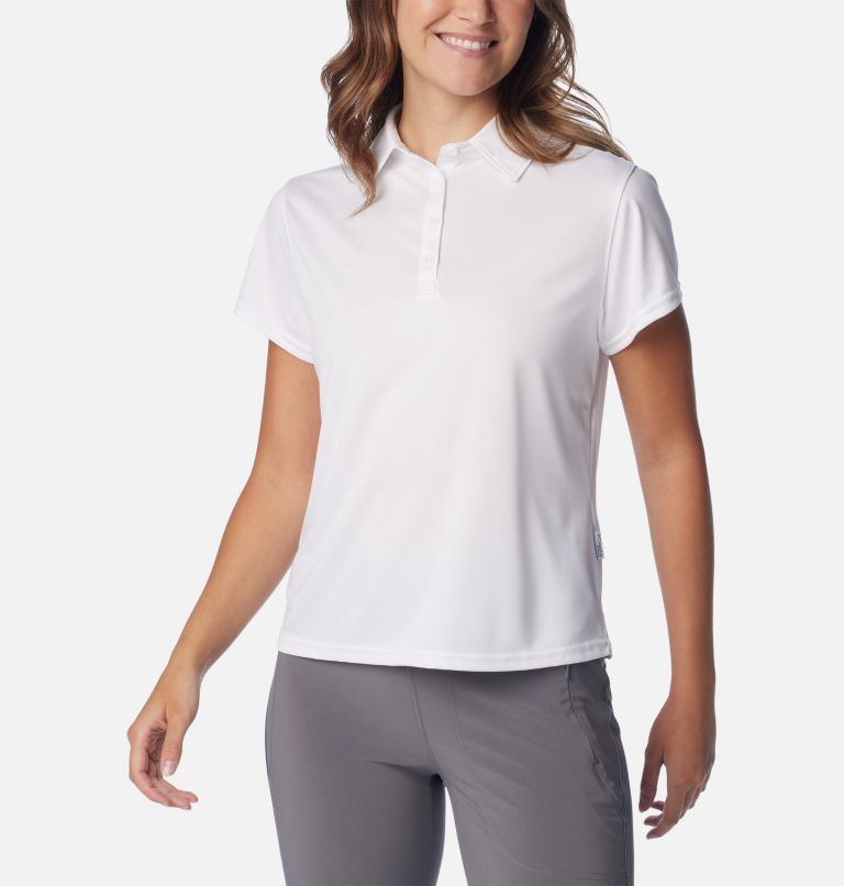 Women's PFG Tidal Tee Short Sleeve Polo, Color: White, image 1