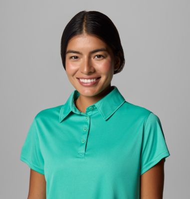 Women's PFG Tidal Tee Short Sleeve Polo, Color: Glaze Green, image 16