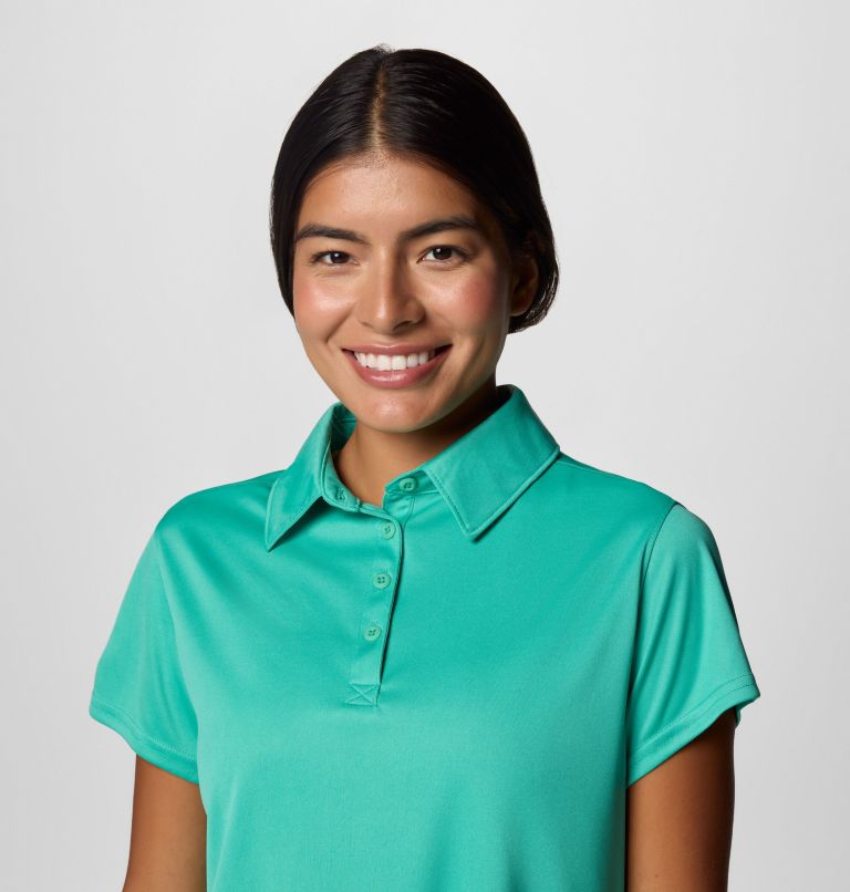 Women's PFG Tidal Tee Short Sleeve Polo, Color: Glaze Green, image 4