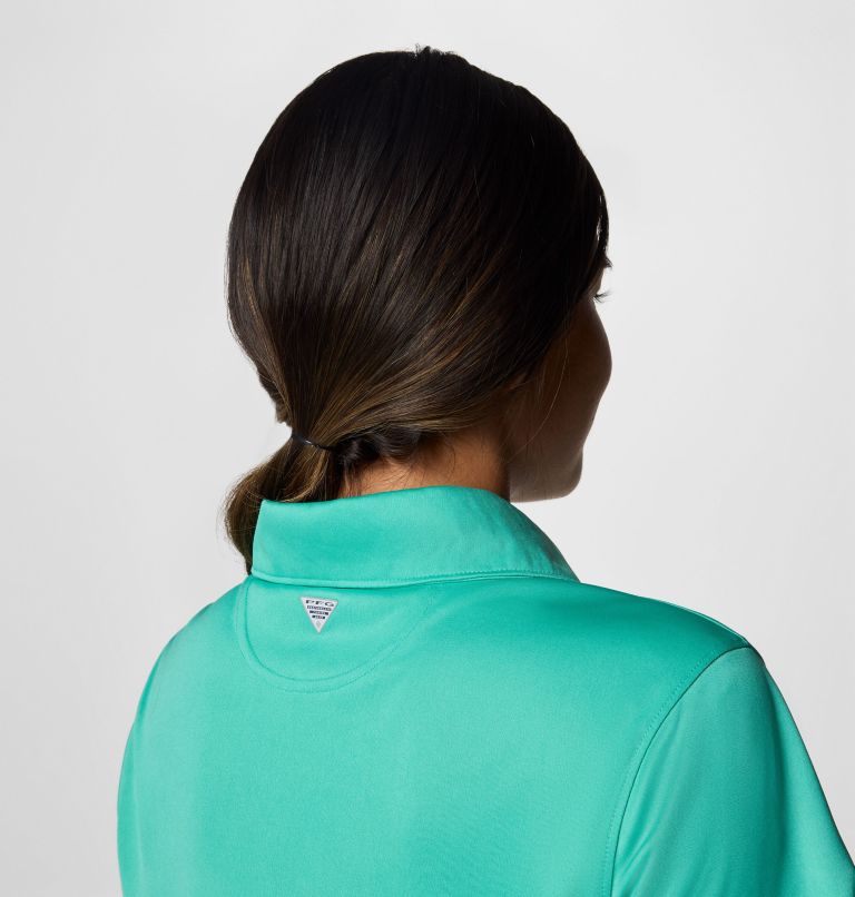 Women's PFG Tidal Tee Short Sleeve Polo, Color: Glaze Green, image 5