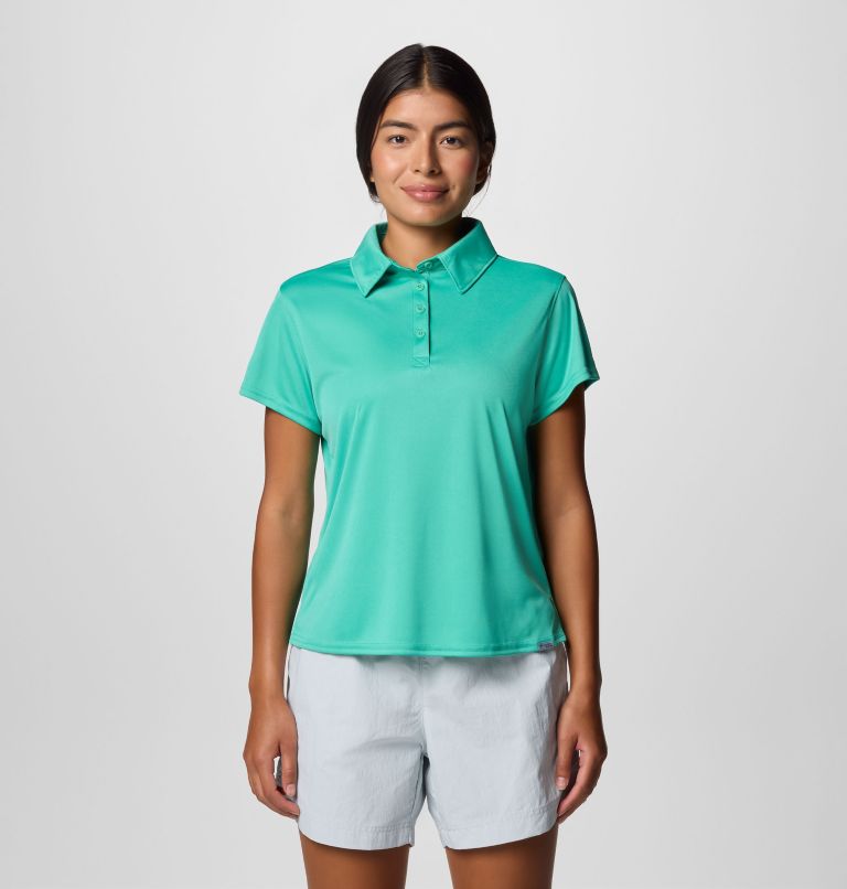 Women's PFG Tidal Tee Short Sleeve Polo, Color: Glaze Green, image 1