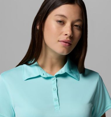 Women's PFG Tidal Tee Short Sleeve Polo, Color: Gulf Stream, image 20
