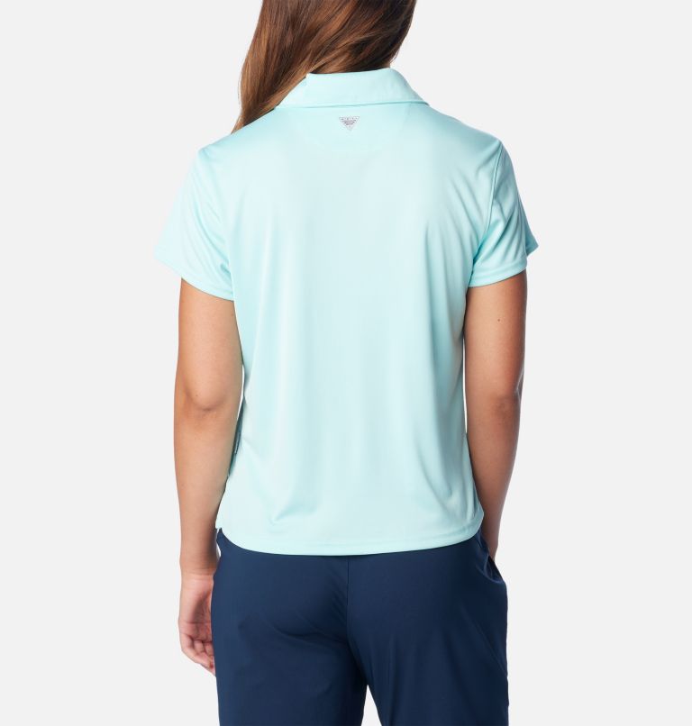 Women's PFG Tidal Tee Short Sleeve Polo, Color: Gulf Stream, image 2