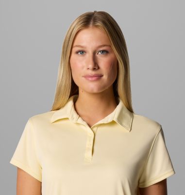 Women's PFG Tidal Tee Short Sleeve Polo, Color: Lemon Wash, image 8